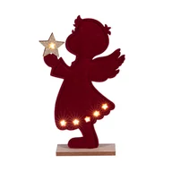 Ozdoby bożonarodzeniowe - Figurka aniołek LED 12,5 x 21 cm bordowa - miniaturka - grafika 1