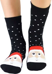 Skarpety świąteczne dla dzieci frotte Noviti SF012 Czarne - Skarpetki dla dzieci - miniaturka - grafika 1