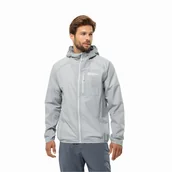 Kurtki męskie - Męska kurtka przeciwdeszczowa Jack Wolfskin PRELIGHT 3L JKT M cool grey - S - miniaturka - grafika 1