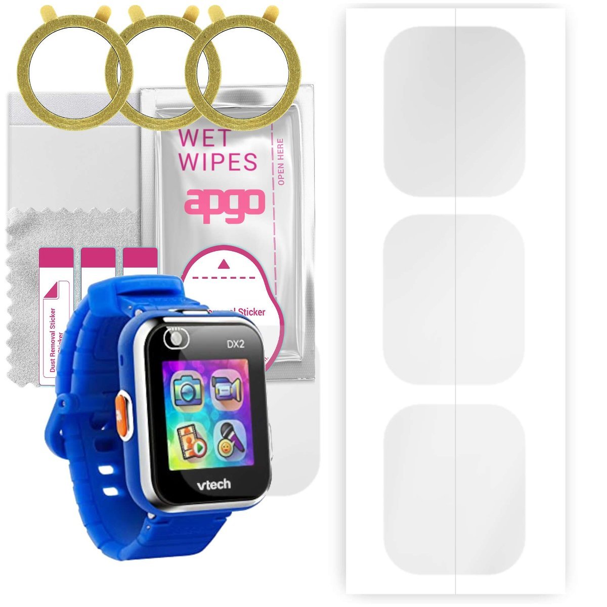 3x Folia hydrożelowa do VTech Kidizoom DX2 - apgo Smartwatch Hydrogel Protection Ochrona na ekran smartwatcha