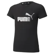 Koszulki dla dziewczynek - Koszulka dziewczęca Puma ESS+ LOGO czarna 84695301-110 - miniaturka - grafika 1