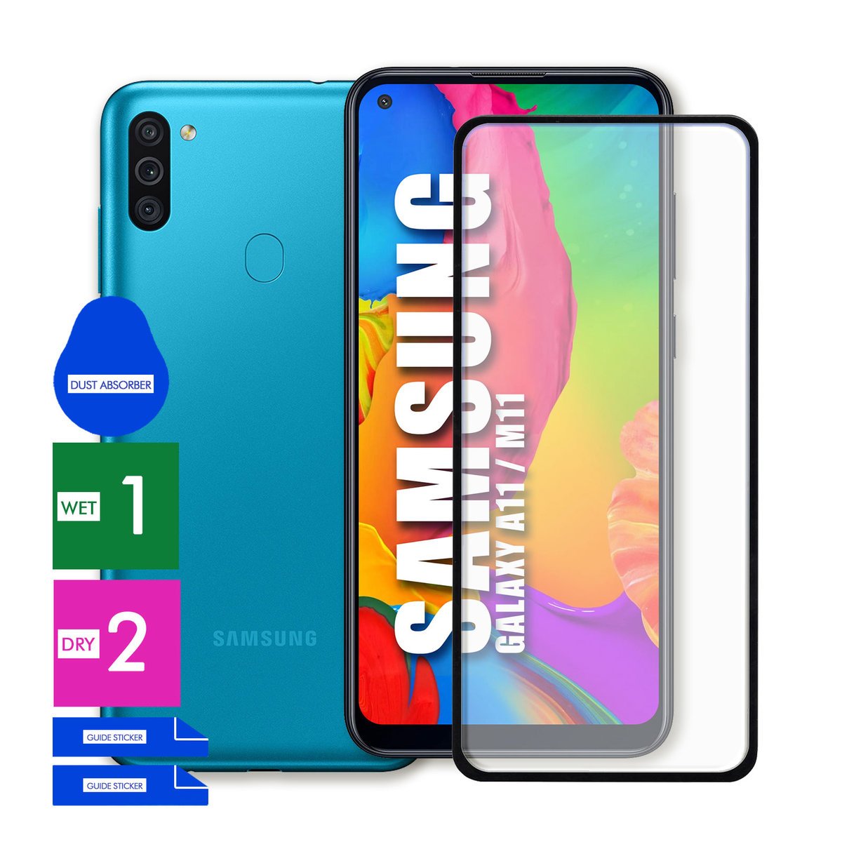 SZKŁO OCHRONNE DO SAMSUNG GALAXY A11 M11 HARTOWANE 9H PEŁNE CAŁY EKRAN 5D