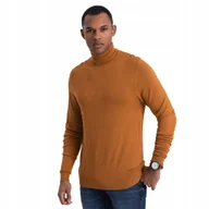 Swetry męskie - Męski klasyczny golf brązowy z wiskozą elegancki Ombre OM-SWTN-0101 V8 S - miniaturka - grafika 1