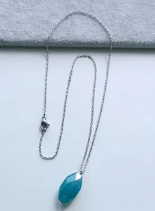 NIEBIESKI GROT KAMIEŃ KRYSZTAŁ GÓRSKI NIEBIESKI MOC TALIZMAN HIT 45+5 cm - Naszyjniki - miniaturka - grafika 1