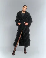 Płaszcze damskie - Czarne futro maxi - miniaturka - grafika 1