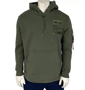ALPHA INDUSTRIES Patch Hoody Lf Sweter męski, 142-Dark Olive, XXL - Swetry męskie - miniaturka - grafika 1
