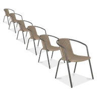 Fotele i krzesła ogrodowe - Zestaw KRZESEŁ Krzesło Ogrodowe SIMPLE Cappucino na Taras metal Komplet x6 - miniaturka - grafika 1