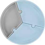 Miseczki i talerzyki dla dzieci - MINIKOIOI MINIKOIOI stay-put suction divided plate PUZZLE, Mineral Blue/Powder Grey, 101390003 - miniaturka - grafika 1