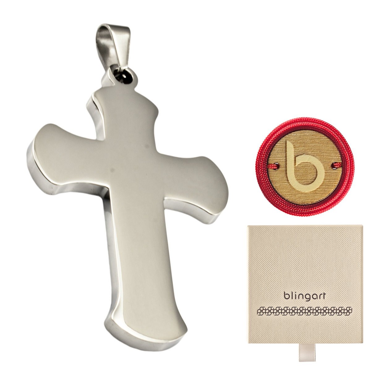 Zawieszka krzyż grawer biżuteria stal chirurgiczna BLINGART