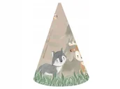 Gadżety na imprezę - Czapeczki papierowe Leśne Zwierzątka - 6 szt - miniaturka - grafika 1