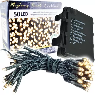 Lampki choinkowe na baterie 50 LED funkcje timer - Oświetlenie świąteczne Lampki choinkowe na baterie 50 LED funkcje timer - Oświetlenie świąteczne - miniaturka - grafika 1