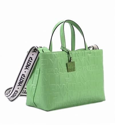 Torebka shopperka duża zielona Ynot skóra ekologiczna tłoczona breloczek