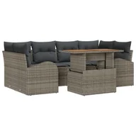 Sofy ogrodowe - vidaXL Zestaw Sofa Ogrodowa Zestaw 7 Szary, Czarny Aluminium, Olefin - miniaturka - grafika 1