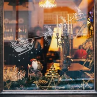 Ozdoby bożonarodzeniowe - Nakleo szablon wielokrotny do sztucznego śniegu // ZAPRZĘG MIKOŁAJA (SANIE) - Rozmiar L (65x95cm) - miniaturka - grafika 1
