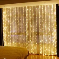 Oświetlenie świąteczne - Kurtyna LED LVT USB 5V 300LED 3x3m + pilot biała ciepła - miniaturka - grafika 1