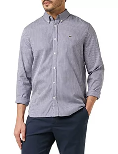 Lacoste Męska koszula Regular Fit, bia?y/granatowy, M - Koszule męskie - miniaturka - grafika 1