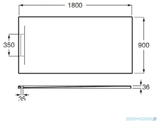 Roca Pyros 180x90cm brodzik prostokątny konglomeratowy perłowy AP90170838401630 | - Brodziki prysznicowe - miniaturka - grafika 2