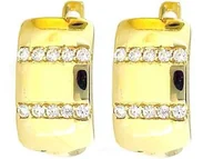 Kolczyki - ZŁOTE KOLCZYKI 585 BLASZKI Z CYRKONIAMI GRAWER - miniaturka - grafika 1