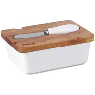 Inne naczynia kuchenne - MASELNICZKA PORCELANOWA Z NOŻYKIEM KLAUSBERG KB-7785 BIAŁA - miniaturka - grafika 1