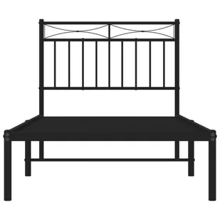 Metalowa rama łóżka z wezgłowiem, czarna, 90x190 cm Lumarko! - Łóżka - miniaturka - grafika 6