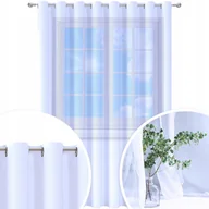 Firany - FIRANA GOTOWA WOAL BIAŁA 300X200 CM ZASŁONA PRZELOTKI FIRANY NA PRZELOTKACH - miniaturka - grafika 1