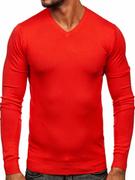 Swetry męskie - Pomarańczowy sweter męski w serek Denley YY03 - miniaturka - grafika 1
