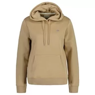 Bluzy damskie - GANT Damska bluza z kapturem Rel Shield, khaki (Dark Khaki), L - miniaturka - grafika 1