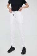 Spodnie damskie - Rossignol spodnie dresowe bawełniane damskie kolor biały gładkie - miniaturka - grafika 1