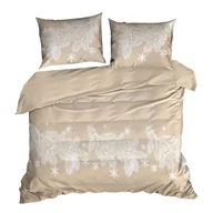 Pościel - Pościel świąteczna 160 x 200 cm Holly flanela beżowa - miniaturka - grafika 1