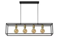 Lampy sufitowe - Lucide Ruben 00424/04/30 Lampa wisząca zwis oprawa 4x40W E27 czarna/satynowy mosiądz - miniaturka - grafika 1