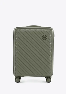 Mała walizka z polipropylenu w tłoczone paski szaro - oliwkowa - Walizki Mała walizka z polipropylenu w tłoczone paski szaro - oliwkowa - Walizki - miniaturka - grafika 1