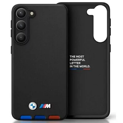 Etui BMW Leather Stamp Tricolor do Samsung Galaxy A54 Czarny