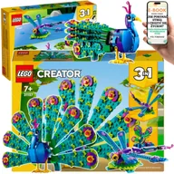 Klocki - KLOCKI LEGO CREATOR 3w1 PREZENT DLA DZIECKA - Egzotyczny paw Ważka Motyl 31157 + EBOOK-1 - miniaturka - grafika 1