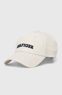 Tommy Hilfiger czapka z daszkiem bawełniana kolor biały z aplikacją - Czapki damskie - miniaturka - grafika 1