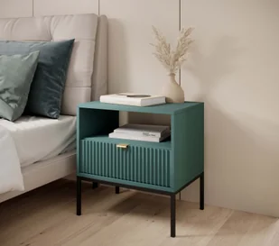 Szafka nocna MISHEEL – niebieskozielona/czarna - Szafki nocne - miniaturka - grafika 1