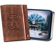 Portfele - Pojemny portfel męski patriotyczny Polska Walcząca flaga Polski skóra naturalna Peterson, brązowy - miniaturka - grafika 1