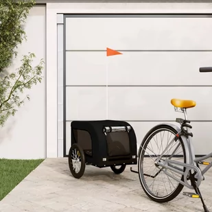 vidaXL Przyczepka rowerowa dla psa, czarna, tkanina Oxford i żelazo - Sprzęt podróżny i transportery dla psów - miniaturka - grafika 1