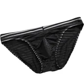 Majtki męskie - Sexowne Przeźroczyste Męskie Slipy w Paski - XL - miniaturka - grafika 1