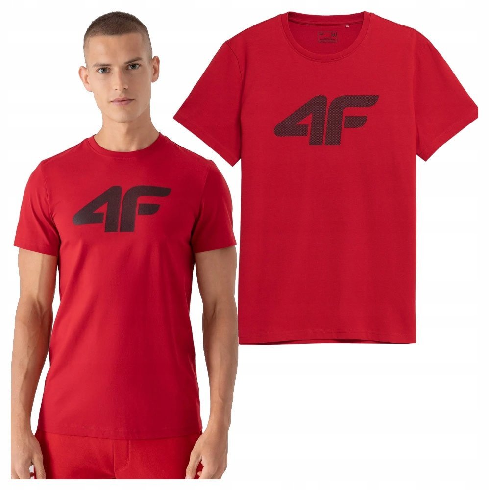 4F T-shirt Koszulka Męska CZERWONA LOGO Rozmiar S