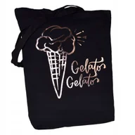 Torby i wózki na zakupy - TORBA bawełniana czarna 220g z nadrukiem GELATO TOREBKA siatka na zakupy - miniaturka - grafika 1