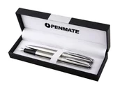 Zestawy piśmiennicze - PENMATE Komplet długopis + pióro wieczne Penmate virtuo srebrny - miniaturka - grafika 1