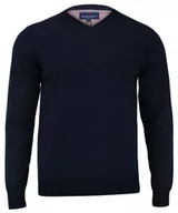 Swetry męskie - Sweter Granatowy, Bawełniany, Męski (serek) - Klasyczny, V-neck - Adriano Guinari - miniaturka - grafika 1