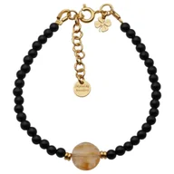 Bransoletki - Bransoletka obfitości i ochrony - Cytryn, Turmalin czarny, koniczynka i srebro złocone - miniaturka - grafika 1