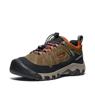 Buty dla chłopców - KEEN Wodoodporne buty trekkingowe Targhee 4 Low Unisex, Ciemny oliwkowy złoty płomień, 34 EU - miniaturka - grafika 1