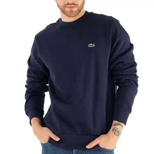 Bluzy męskie - Bluza Lacoste Organic Brushed Cotton Sweatshirt SH9608-166 - granatowa - grafika 1
