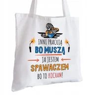 Torby i wózki na zakupy - Torba Bawełniana biała dla Spawacza Na Prezent ekologiczna Trwały Nadruk - miniaturka - grafika 1