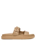 Klapki i japonki damskie - Tommy Hilfiger Klapki Double Strap FW0FW09114 Beżowy - miniaturka - grafika 1