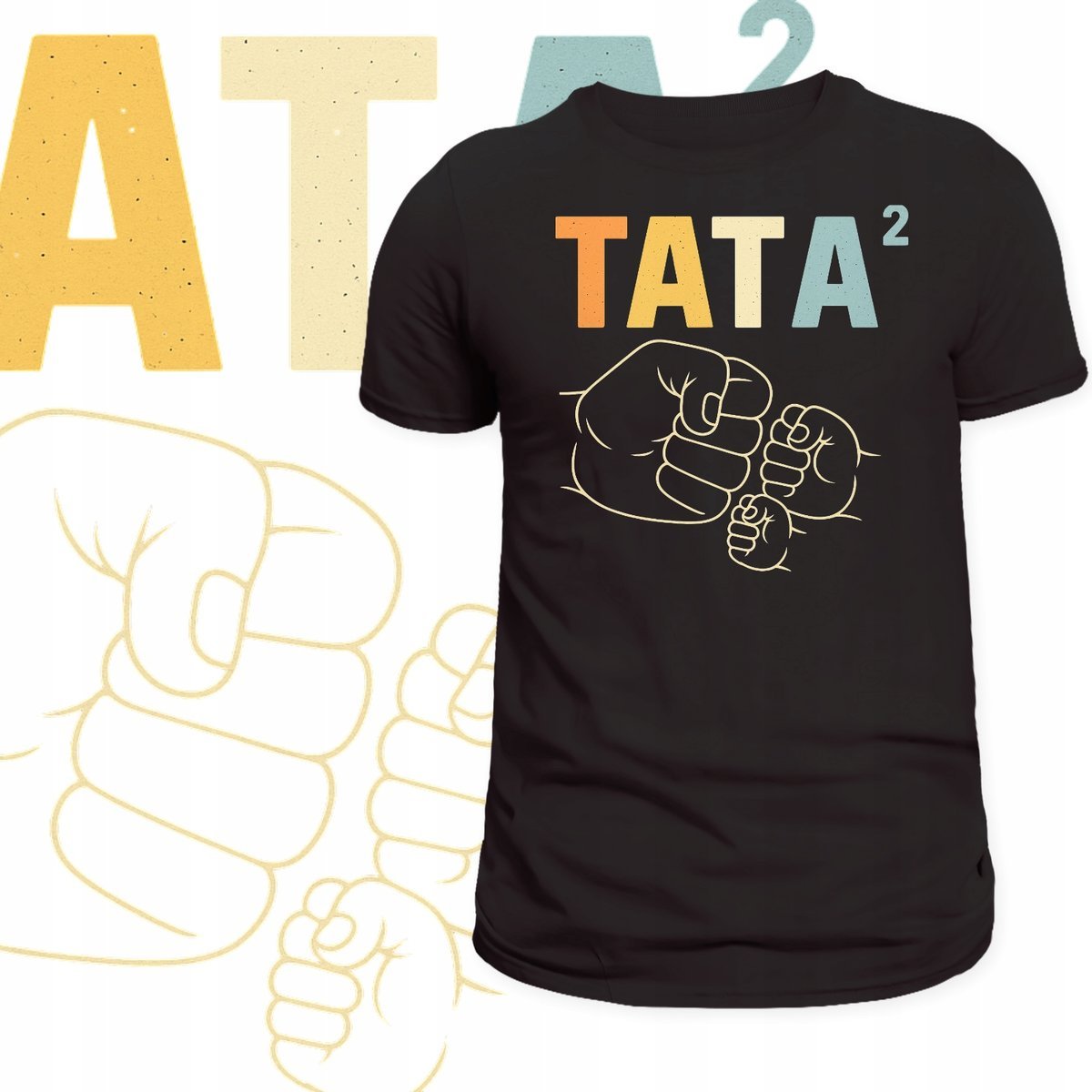 T-SHIRT MĘSKI KOSZULKA NADRUK TATA DO KWADRATU PREZENT NA DZIEŃ OJCA 3XL