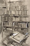 Plakaty - Galeria Plakatu, Plakat, Bookshelves, Study For Edmond Duranty, Edgar Degas, 40x50 cm - miniaturka - grafika 1