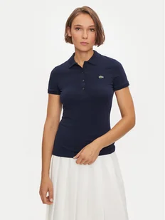 Lacoste Polo DF3443 Granatowy Slim Fit - Koszulki sportowe damskie - miniaturka - grafika 1